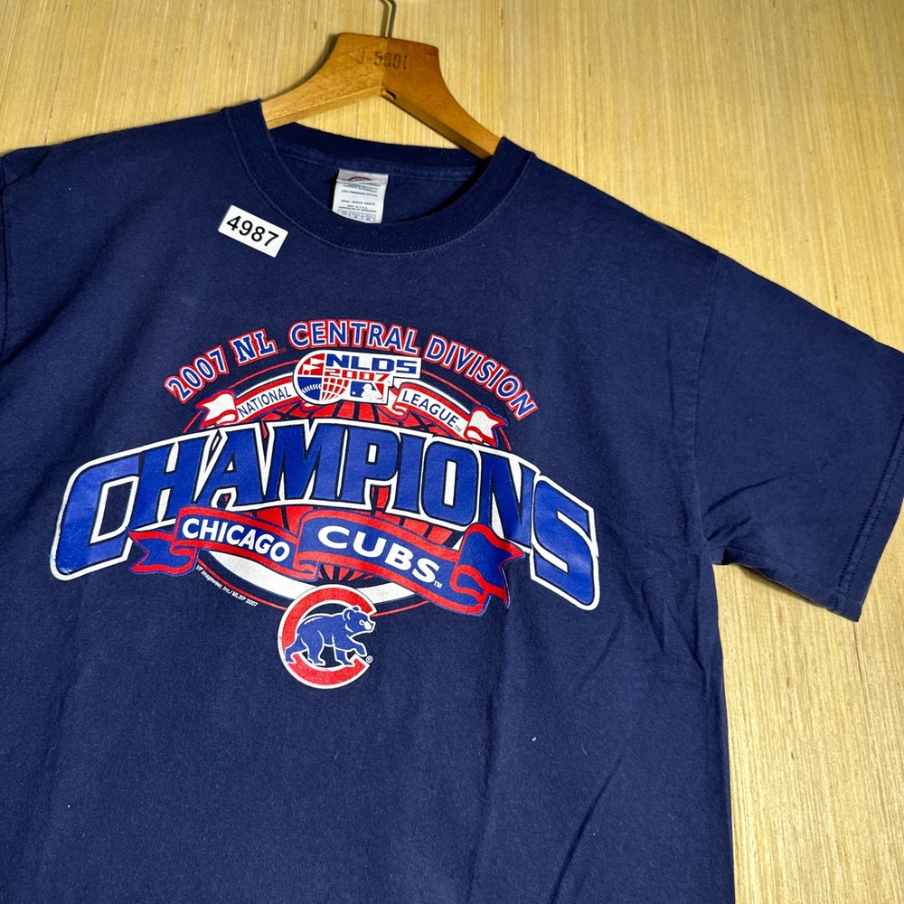 Vintage Chicago Cubs Shirt Mens Medium Blue NL Central Champions Y2K - Picture 5 of 10